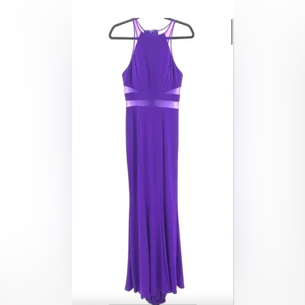 FAVIANA Royal Purple Mesh Cut Out Sleeveless Long Dress